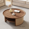 Round Coffee Table Jati dan Rotan Gaya Natural Tropis - Gambar 3