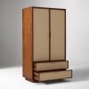 Lemari Pakaian Kayu Minimalis dengan Aksen Rotan Anyam - Gambar 3
