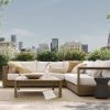 Sofa Sudut L Outdoor Kayu Jati Solid Minimalis - Gambar 13