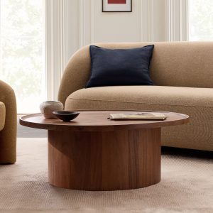 Meja Kopi Bulat (Round Coffee Table) – Kayu Jati Solid Natural, Desain Minimalis Elegan