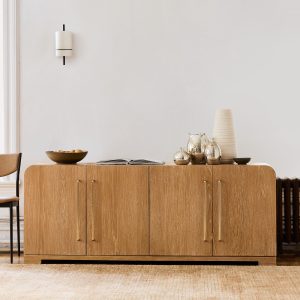 Credenza Minimalis Kayu Jati Finishing Natural
